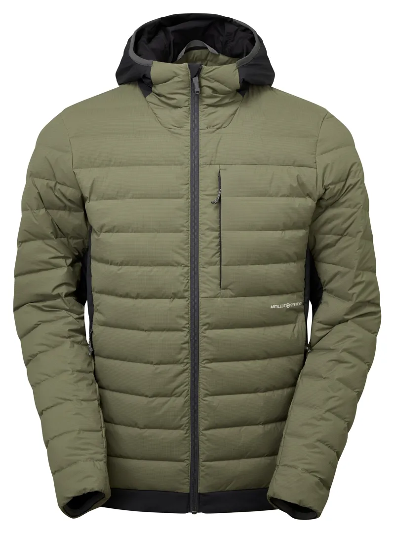 Artilect Mens Divide Fusion Stretch Hoodie Earthen / Black